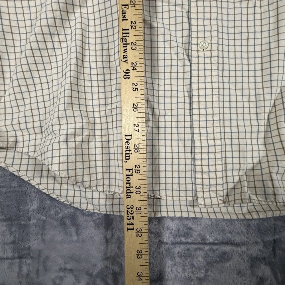 Polo Ralph Lauren Shirt Men's Large Tan Windowpane Plaid Long Sleeve Preppy Pony